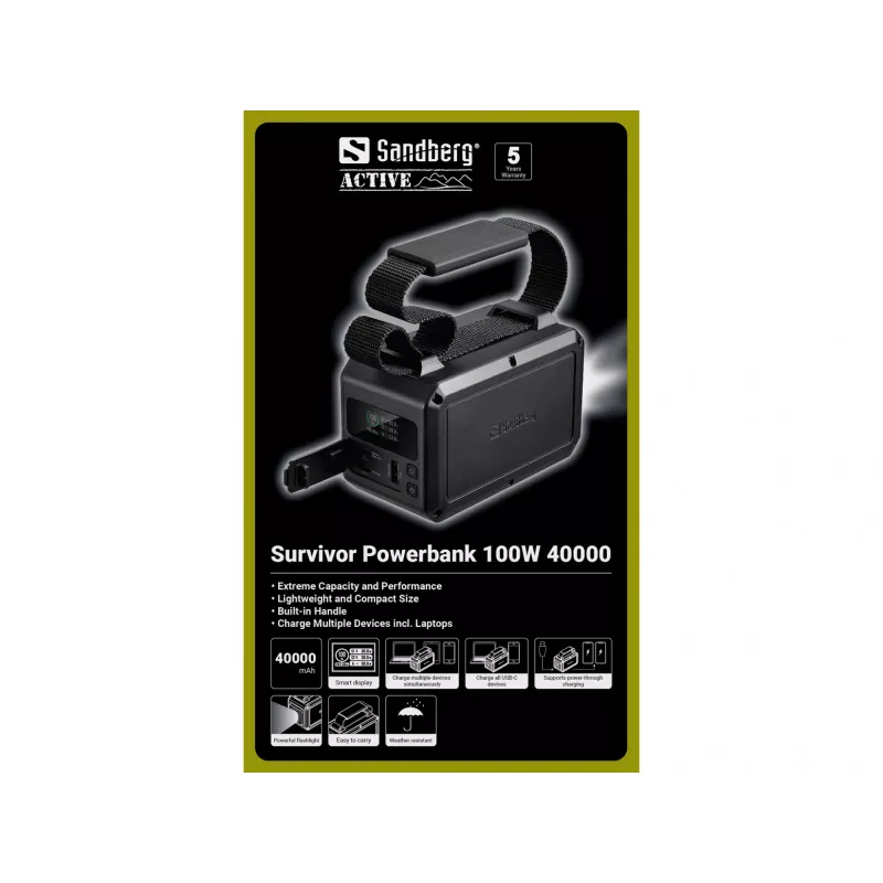 Nešiojamas maitinimo bankas Sandberg Survivor 100W 40000mAh