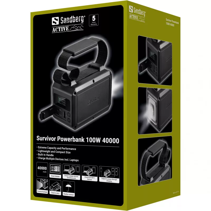 Nešiojamas maitinimo bankas Sandberg Survivor 100W 40000mAh