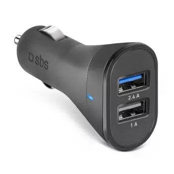 Automobilinis USB įkroviklis SBS Mobile TECR2USB24AFAST – 2×USB, 2,4 A, juodas