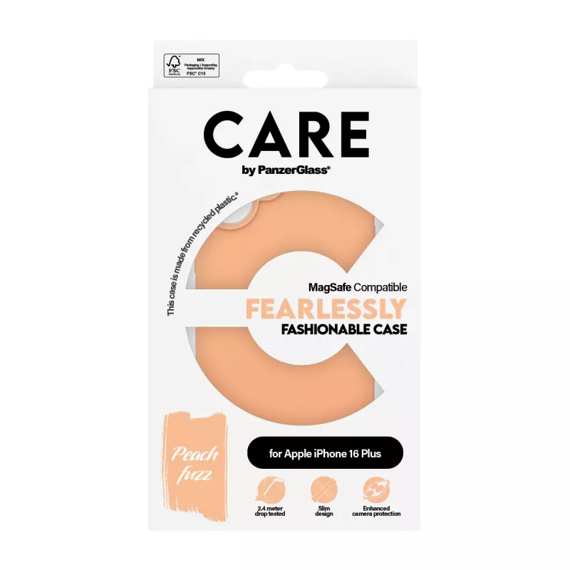PanzerGlass CARE by ® Fashionable Case Peachy skaidrus dėklas su MagSafe iPhone 16 Plus