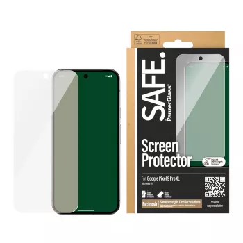 Apsauginis stiklas PanzerGlass SAFE. Google Pixel 9 Pro XL itin platus, atsparus įbrėžimams ir smūgiams