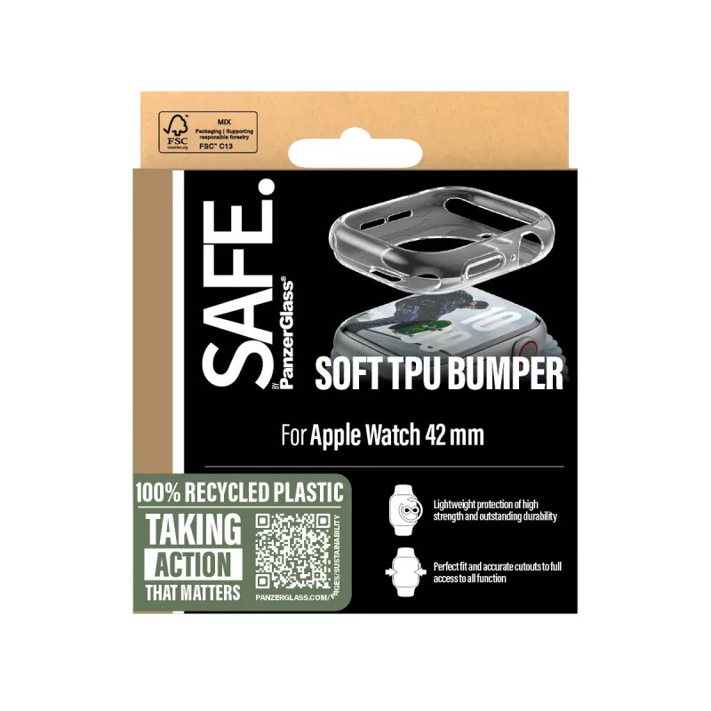 PanzerGlass SAFE. by ® TPU Bumper Skaidrus Apple Watch Series 11 | 10 | 42mm