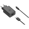 MOTOROLA TurboPower 33W sieninis įkroviklis su USB-A–USB-C kabeliu, juodas
