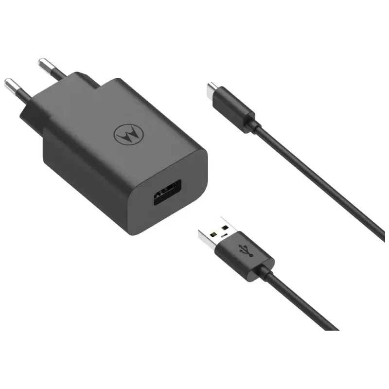 MOTOROLA TurboPower 33W sieninis įkroviklis su USB-A–USB-C kabeliu, juodas
