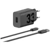MOTOROLA TurboPower 33W sieninis įkroviklis su USB-A–USB-C kabeliu, juodas