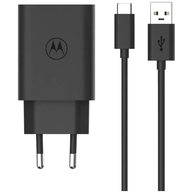 MOTOROLA TurboPower 33W sieninis įkroviklis su USB-A–USB-C kabeliu, juodas