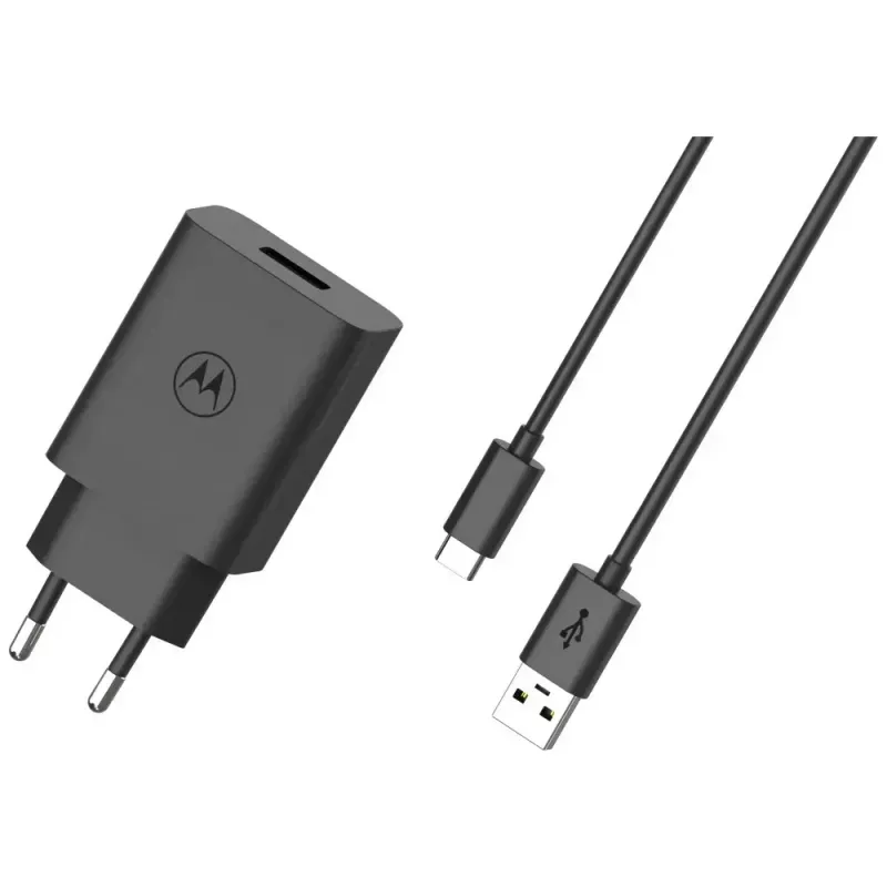 MOTOROLA TurboPower 33W sieninis įkroviklis su USB-A–USB-C kabeliu, juodas