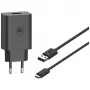 MOTOROLA TurboPower 33W sieninis įkroviklis su USB-A–USB-C kabeliu, juodas