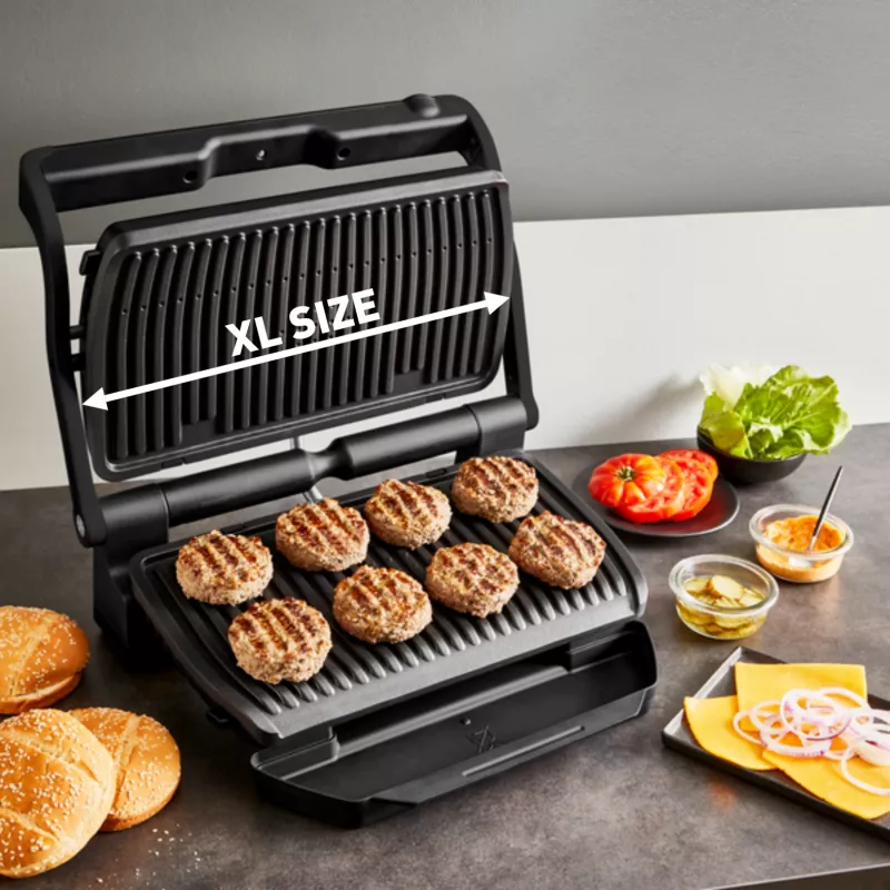 Kontaktinė grilio keptuvė Tefal Optigrill+ XL GC727810 2000 W, stačiakampė, reguliuojamas termostatas, juoda, 445×365×175 mm