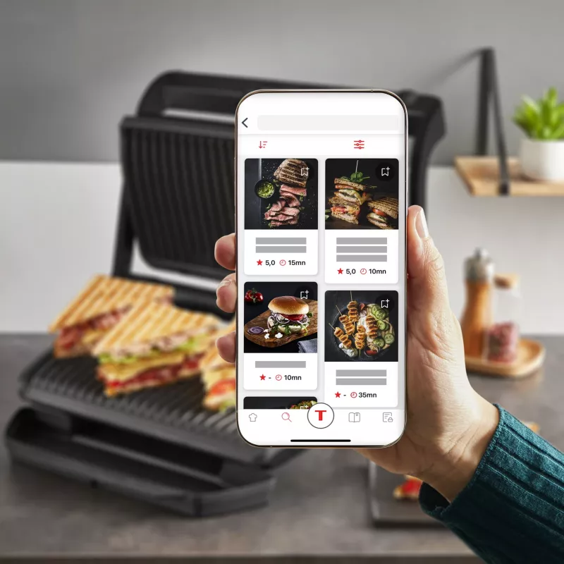 Kontaktinė grilio keptuvė Tefal Optigrill+ XL GC727810 2000 W, stačiakampė, reguliuojamas termostatas, juoda, 445×365×175 mm