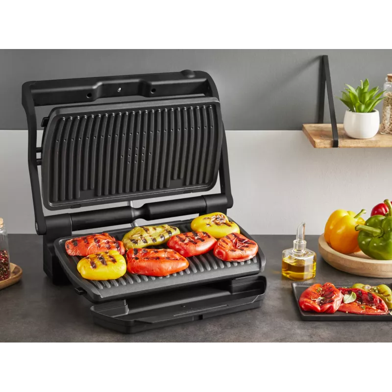 Kontaktinė grilio keptuvė Tefal Optigrill+ XL GC727810 2000 W, stačiakampė, reguliuojamas termostatas, juoda, 445×365×175 mm