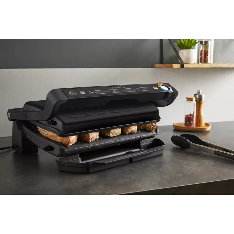Kontaktinė grilio keptuvė Tefal Optigrill+ XL GC727810 2000 W, stačiakampė, reguliuojamas termostatas, juoda, 445×365×175 mm