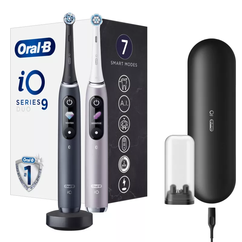 Rotacinė-osciliacinė dantų šepetėlis Oral-B iO 80363731 Juodas Sidabrinis Suaugusiems Dantenų priežiūra Jautrūs dantys Balinimas