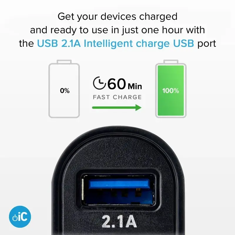 Automobilinis įkroviklio rinkinys SBS Mobile USB-Type-C, 2× USB 2.0 prievadai, 1 m laidas, 12 W, 12/24 V įėjimas, juodas