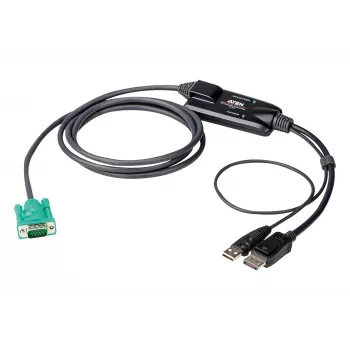 ATEN DisplayPort konsolės keitiklis, 1,8 m, USB, DisplayPort, juodas, USB A tipo + DisplayPort, SPHD-15