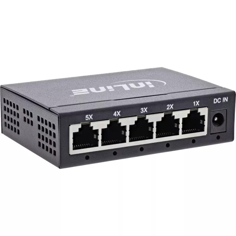 InLine Gigabit tinklo jungiklis 5 prievadų, 1Gb/s, stalinis, metalinis korpusas, be ventiliatoriaus