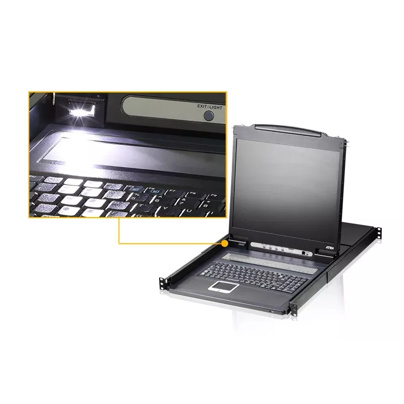 KVM jungiklis ATEN CL1308N montavimui į stelažą, juodas, PS/2 USB VGA 1U