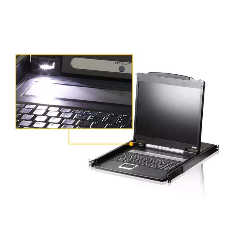 ATEN CL1000N konsolė stelažui 48,3 cm (19 colių) juoda 1U