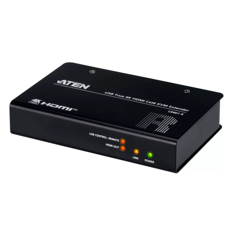AV KVM prailgintuvas ATEN CE801 — USB True 4K HDMI per Cat6 (4K @ 70 m / FHD @ 100 m), HDMI ir USB Type-A, juodas