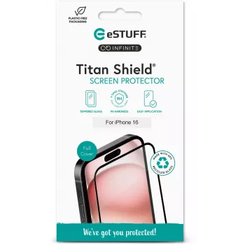 eSTUFF INFINITE iPhone 17 Air Pilnas Ekrano Apsauginis Stiklas, Atsparus Įbrėžimams ir Smūgiams, Grūdintas Stiklas