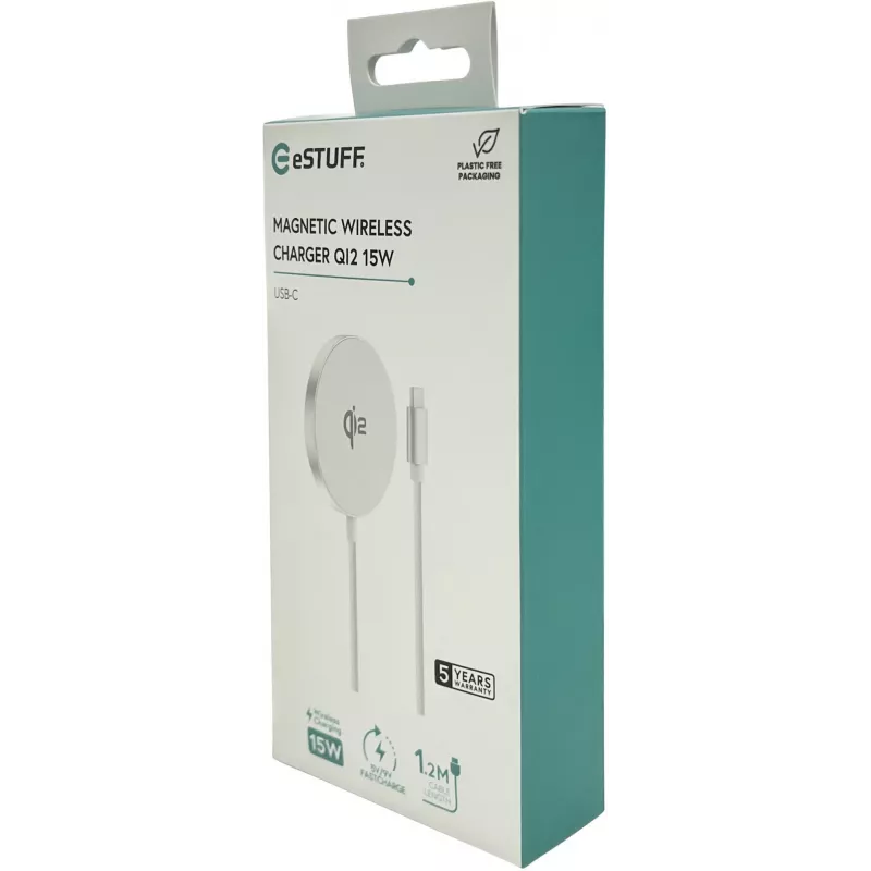 Belaidis įkroviklis eSTUFF ES638300 su magnetiniu fiksavimu, kabelio ilgis 1,2 m