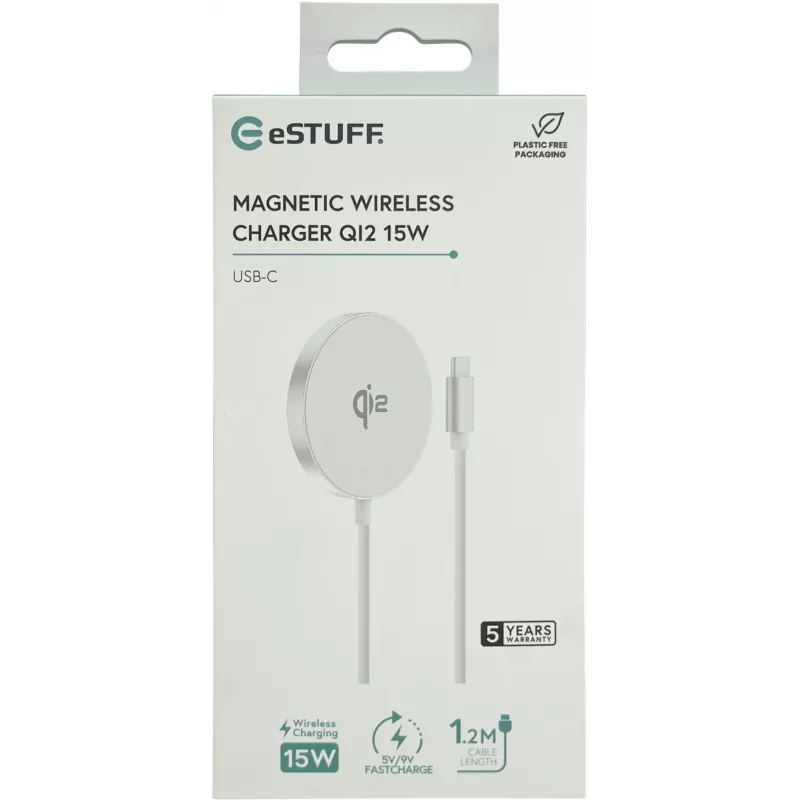 Belaidis įkroviklis eSTUFF ES638300 su magnetiniu fiksavimu, kabelio ilgis 1,2 m