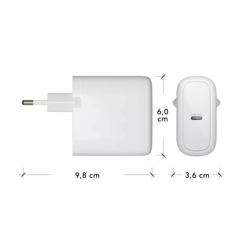 dbramante1928 re-charge Pro - Sieninis įkroviklis USB-C 65W - Baltas