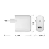 Įkroviklis d bramante re-charge Pro EU – Vidinis AC 110–240V, USB‑C 65W + USB‑A 18W, Baltas