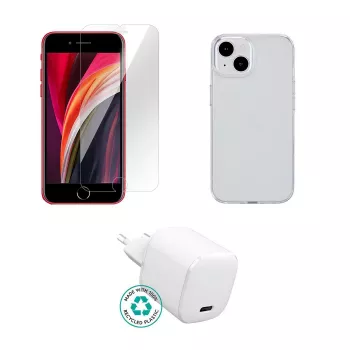 Mobiliojo įrenginio kroviklis eSTUFF ES-KIT-IPHSE(2022) vidinis skaidrus baltas USB Type-C