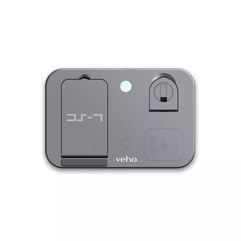Belaidė įkrovimo stotelė Veho DS-7 sidabrinė Qi 3 įrenginiams USB Type-C 10W