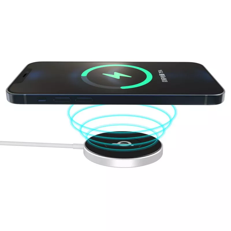 eSTUFF ES638100 belaidis įkroviklis mobiliesiems telefonams, aliuminis, 15 W, greitasis įkrovimas, Qi/MagSafe, 1,2 m laidas