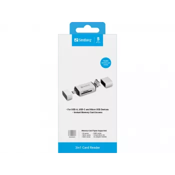 Sandberg kortelių skaitytuvas USB-C + USB + MicroUSB