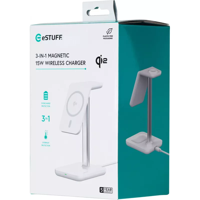 eSTUFF ES638310 3 viename belaidis magnetinis įkroviklis