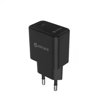 eSTUFF ES635029-BULK USB-C įkroviklis EU PD 20W, juodas