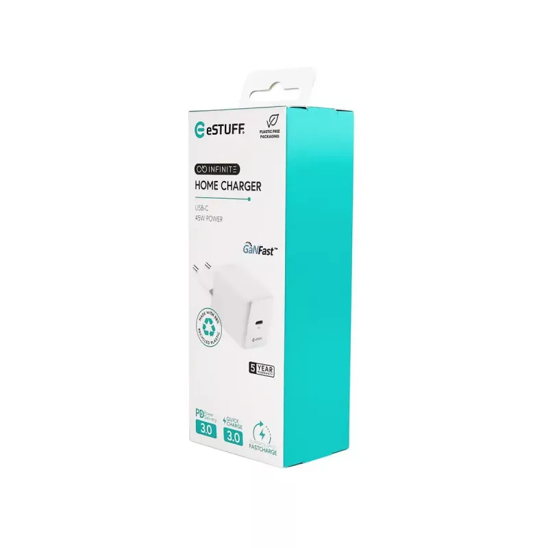 eSTUFF INFINITE ES637046 USB-C sieninis įkroviklis EU 45W GaN