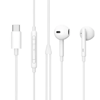 Laidinė ausinė Lenovo ES652200-BULK – USB Type-C, 1,2 m laidas, balta, skirta pokalbiams ir muzikai