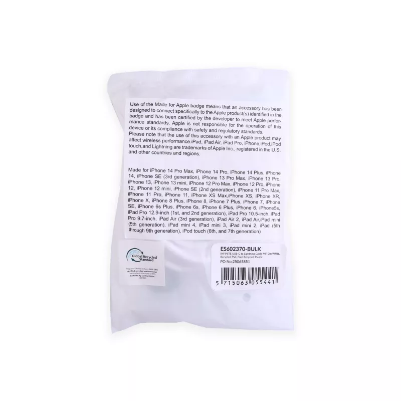 Lightning laidas eSTUFF ES602370-BULK 3m USB C 2,4A