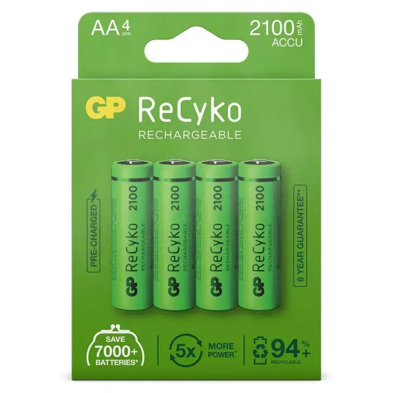 Įkraunamos baterijos GP ReCyko+ 2100mAh 4 vnt. AA NiMH