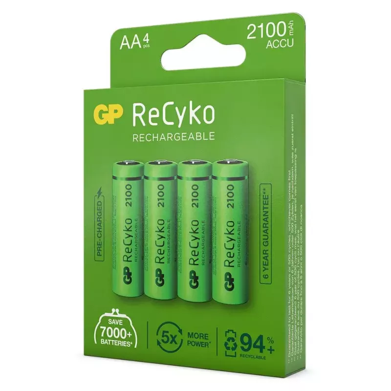 Įkraunamos baterijos GP ReCyko+ 2100mAh 4 vnt. AA NiMH
