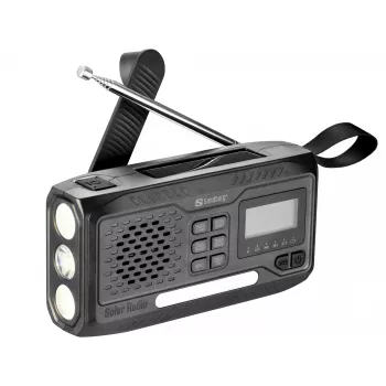 Nešiojamas radijas SANDBERG Survivor DAB Radio All-in-1 4500 — DAB+/FM, 87,5–108 MHz, 3 W RMS, USB-A & USB-C, 4500 mAh baterija