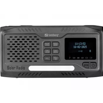 Nešiojamas radijas SANDBERG Survivor DAB Radio All-in-1 4500 — DAB+/FM, 87,5–108 MHz, 3 W RMS, USB-A & USB-C, 4500 mAh baterija