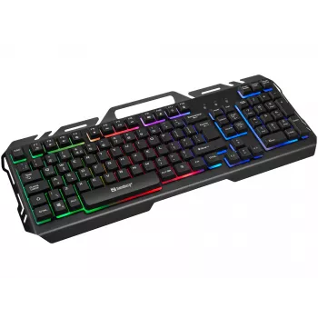 Sandberg IronStorm Keyboard BE – Pilno dydžio laido RGB klaviatūra su AZERTY išdėstymu