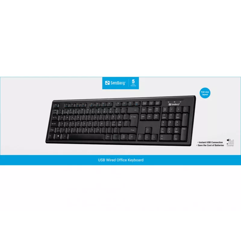 Sandberg USB laidinė biuro klaviatūra Nord (QWERTY)