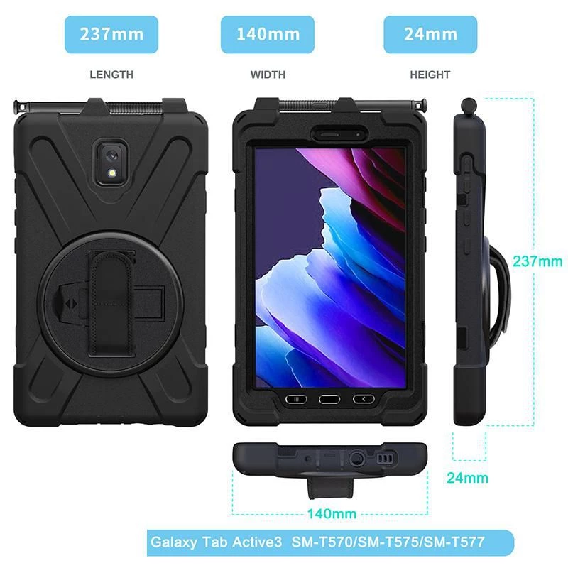 eSTUFF AUSTIN Defender Dėklas Samsung Galaxy Tab Active3 - Juodas