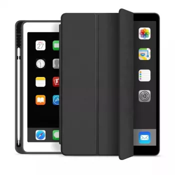 eSTUFF SEATTLE dėklas iPad 9.7 2018/2017 su pieštuko laikikliu - juoda PU oda