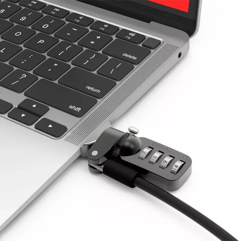 Compulocks Ledge apsauginis adapteris, skirtas MacBook Air 13 colių M2 ir M3, su kombinuotu užraktu, sidabrinis