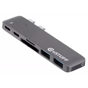 eSTUFF ES84122-GREY USB 3.2 Gen 1 tipo C centrinė stotelė (hub) 4 prievadai, 5000 Mbit/s