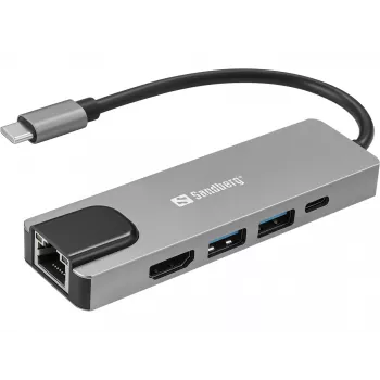 Sandberg USB-C 5in1 kelioninis dokas su laidu, USB 3.2 Gen 1, 100W
