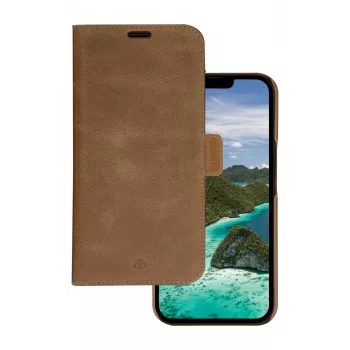 Dėklas su pinigine dbramante1928 Lynge iPhone 14 Plus Tan 3 kortelių kišenės