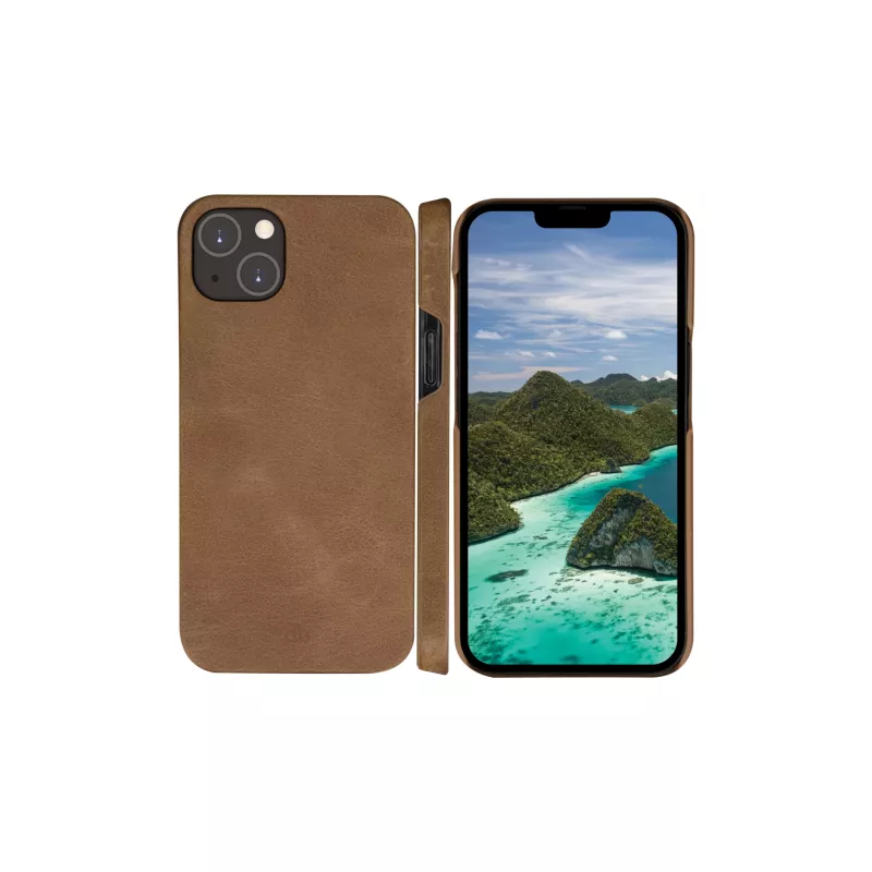 Dėklas su pinigine dbramante1928 Lynge iPhone 14 Plus Tan 3 kortelių kišenės